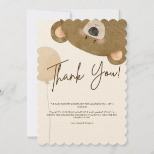 Cute Bear We Can Bearly Wait Gender Baby Shower  Thank You Card