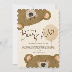 Cute Bear We Can Bearly Wait Gender Baby Shower Thank You Card