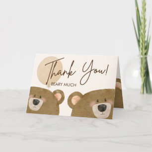 Cute Bear We Can Bearly Wait Gender Baby Shower  Thank You Card