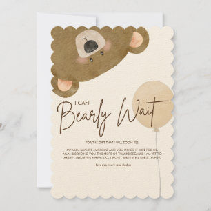 Cute Bear We Can Bearly Wait Gender Baby Shower  Thank You Card