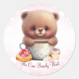 Cute Bear We Can Bearly Wait Personalized Classic Round Sticker