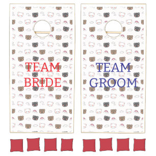 CUTE BEAR WEDDING GAME Cornhole Set