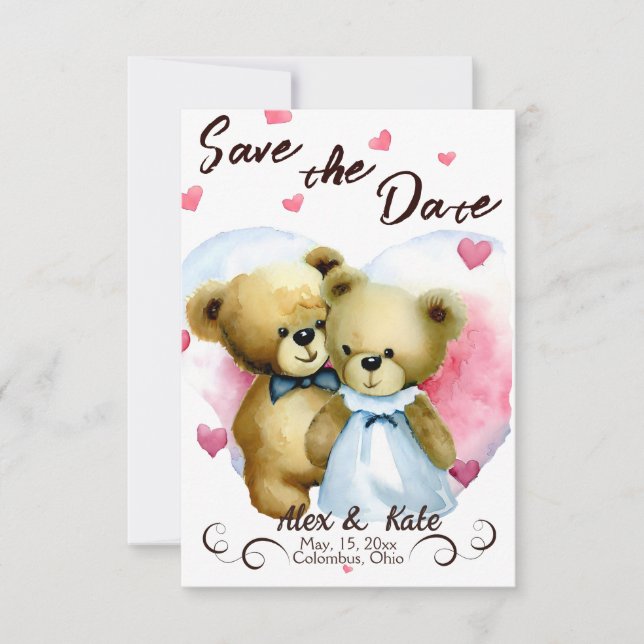 Cute Bear Wedding Save the Date  (Front)
