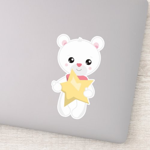 Cute Bear White Bear Teddy Bear Baby Bear Star Sticker