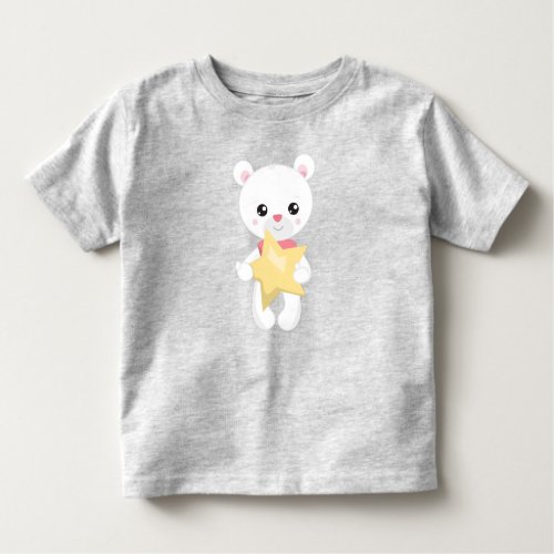 Cute Bear White Bear Teddy Bear Baby Bear Star Toddler T_shirt