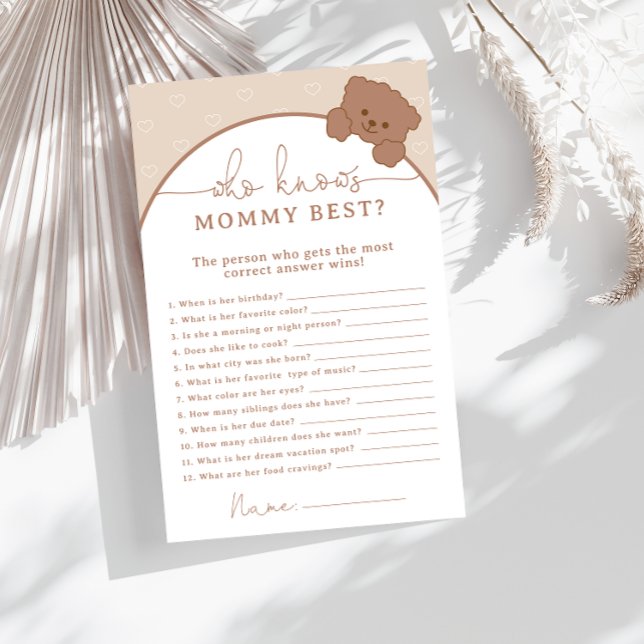 Cute Bear Who Knows Mommy Best Baby Shower Game (Creator Uploaded)
