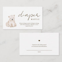 Cute Bear Winter Baby Shower Diaper Raffle