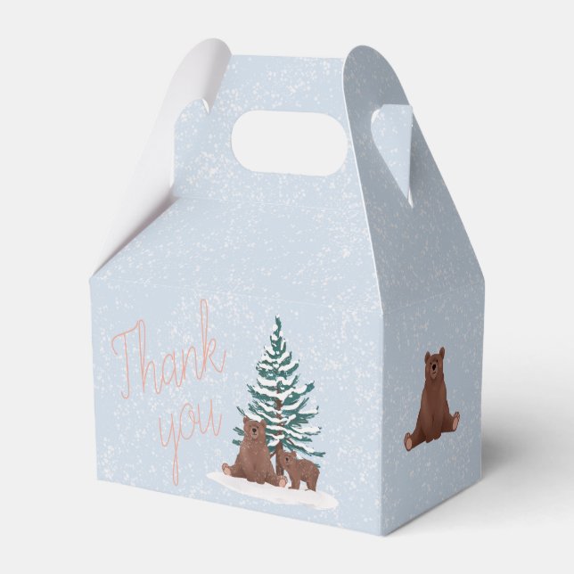 Cute Bear Winter Baby Shower Favor Boxes (Front Side)
