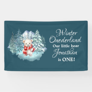 Cute Bear Winter Onederland 1st Birthday Party Banner