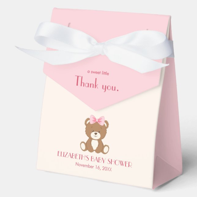 Cute bear with a pink bow   Favor Box (Front)