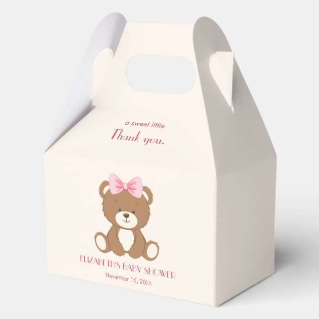 Cute bear with a pink bow  Favor Box (Front)