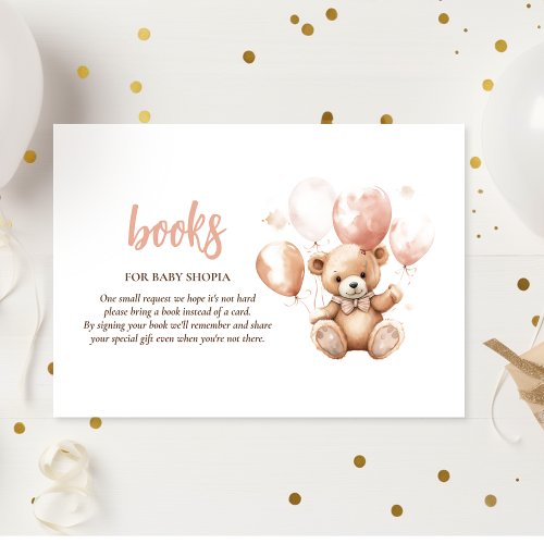 Cute Bear With Balloons  Baby Pink  Enclosure Card