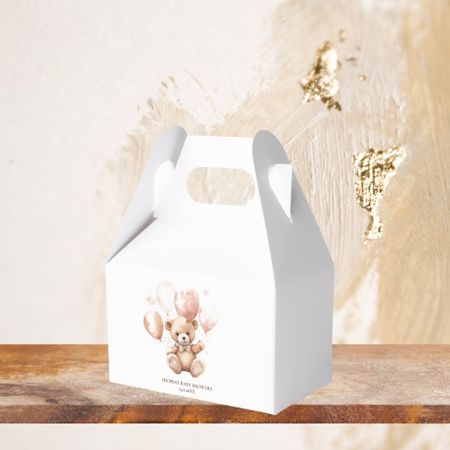 Cute Bear With Balloons | Baby Pink  Favor Boxes (Creator Uploaded)