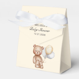 Cute Bear with Balloons Baby Shower Favor Boxes