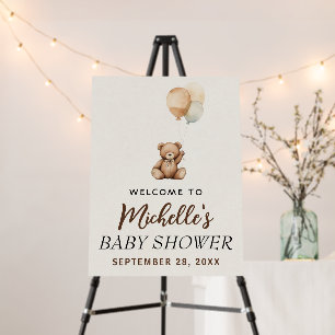 Cute bear with balloons Baby Shower Welcome Sign  