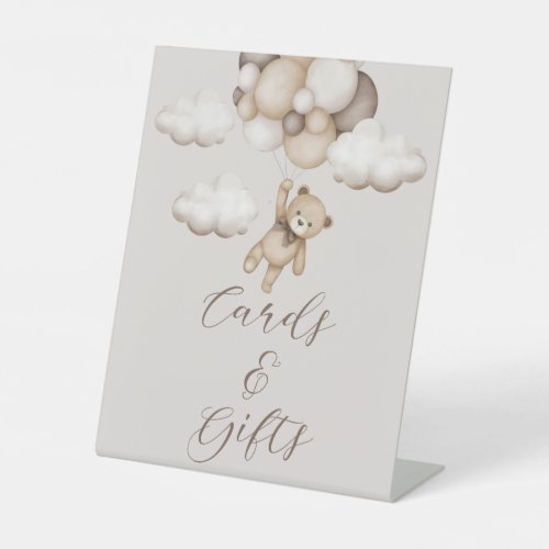 Cute Bear With Balloons Cards Gifts Pedestal Sign