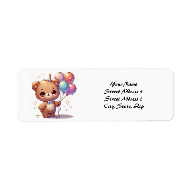 Cute bear with balloons label (Front)