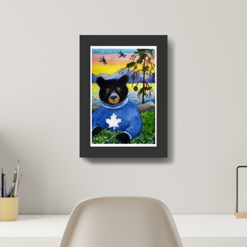 Cute Bear with Blueberries Algonquin Park poster
