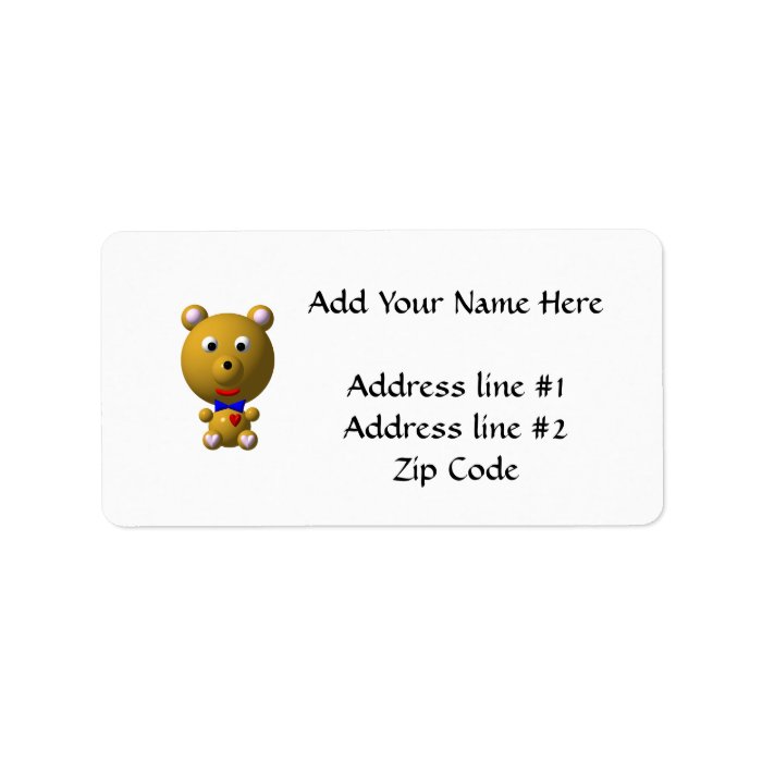 Cute Bear with Bow Tie Personalized Address Labels