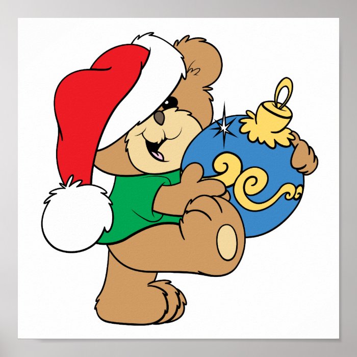 Cute Bear with Christmas Ornament Print