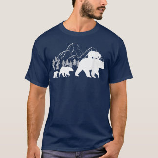 Cute Bear with Cubs Vintage Sunset - Retro Family T-Shirt