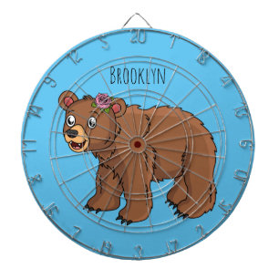 Cute bear with flower cartoon illustration dart board