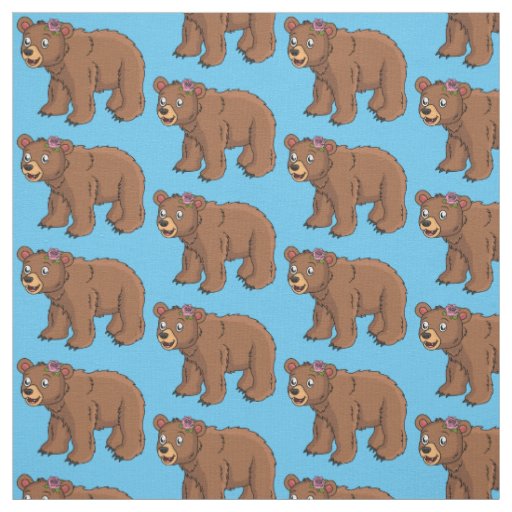 Cute bear with flower cartoon illustration fabric