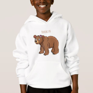 Cute bear with flower cartoon illustration hoodie