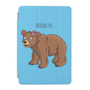 Cute bear with flower cartoon illustration iPad mini cover