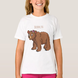 Cute bear with flower cartoon illustration  T-Shirt