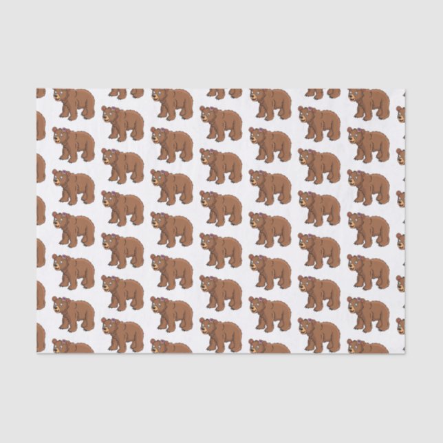 Cute bear with flower cartoon illustration  tissue paper (Front)
