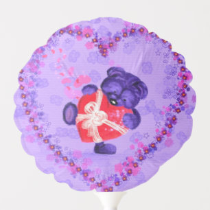 Cute Bear with Gift Heart Balloon