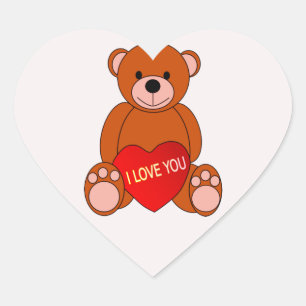 Cute Bear With Heart I Love You Valentine Sticker
