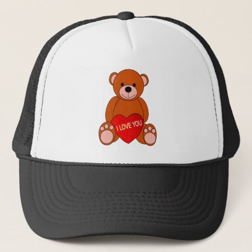 Cute Bear With Heart I Love You Valentine    Trucker Hat