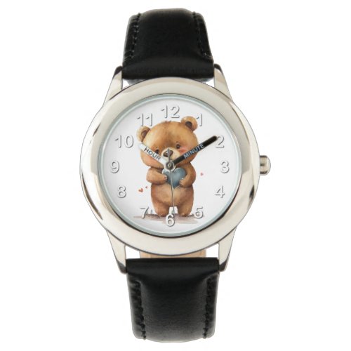 Cute bear with heart watch