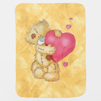 Cute Bear with Hearts Baby Blanket