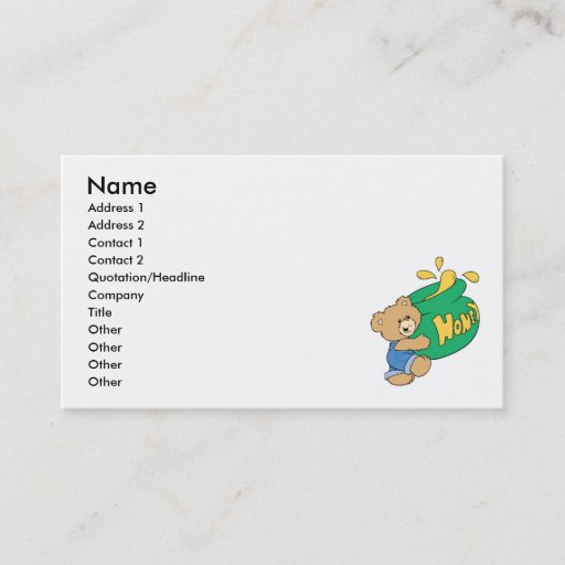 Customizable Cute Bear with Huge Honey Pot Business Card