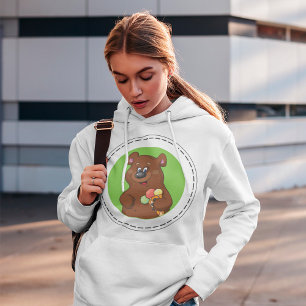 Cute Bear with Ice Cream Cone Fun Animal Hoodie