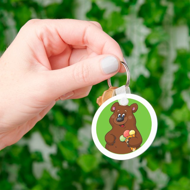 Cute Bear with Ice Cream Cone Fun Animal  Keychain (Creator Uploaded)
