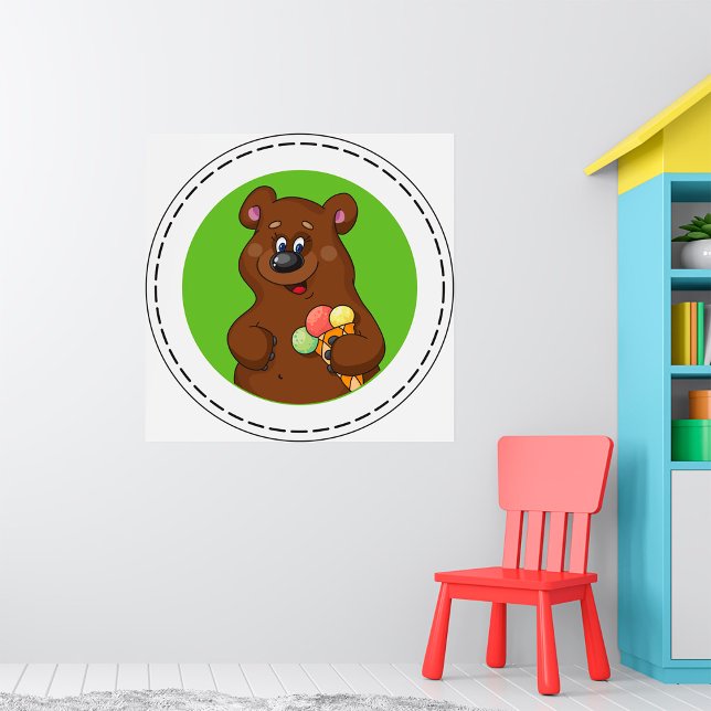 Cute Bear with Ice Cream Cone Fun Animal  Poster (Creator Uploaded)