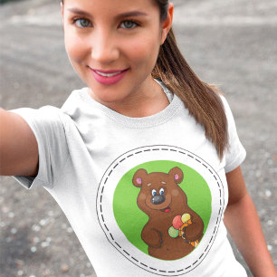 Cute Bear with Ice Cream Cone Fun Animal  T-Shirt