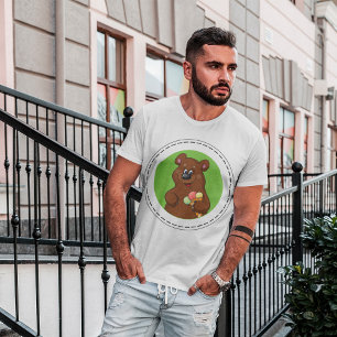 Cute Bear with Ice Cream Cone Fun Animal  T-Shirt