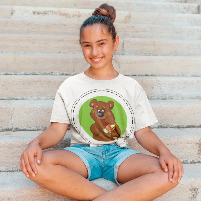 Cute Bear with Ice Cream Cone Fun Animal  T-Shirt (Creator Uploaded)