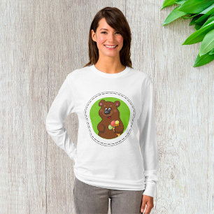 Cute Bear with Ice Cream Cone Fun Animal  T-Shirt