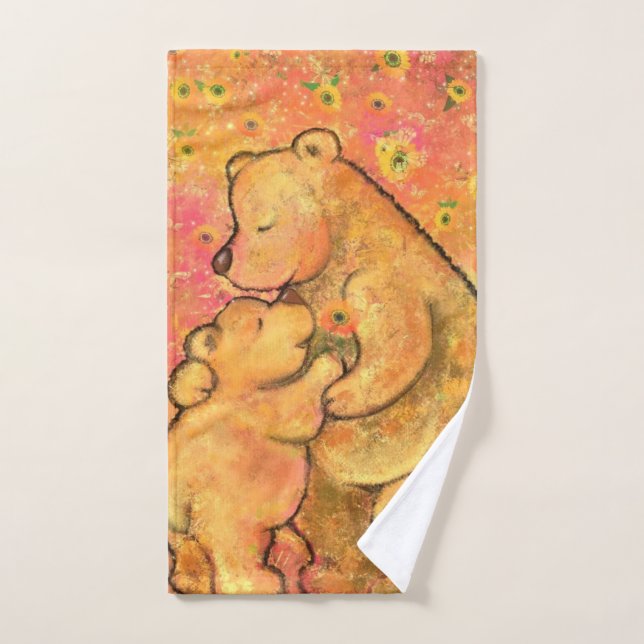 Cute Bear with Mom Bath Towels (Hand Towel)