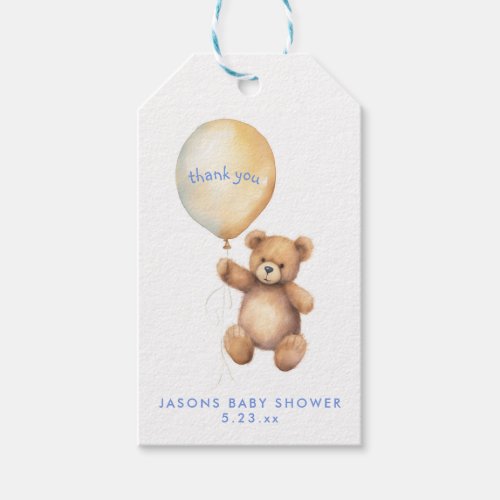 Cute bear with party ballon fun gift tags