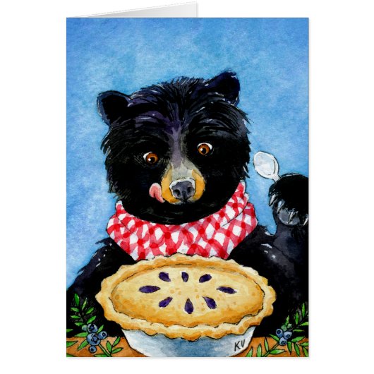 Cute Bear with Pie, wildlife, cottage, wild animal (Front)