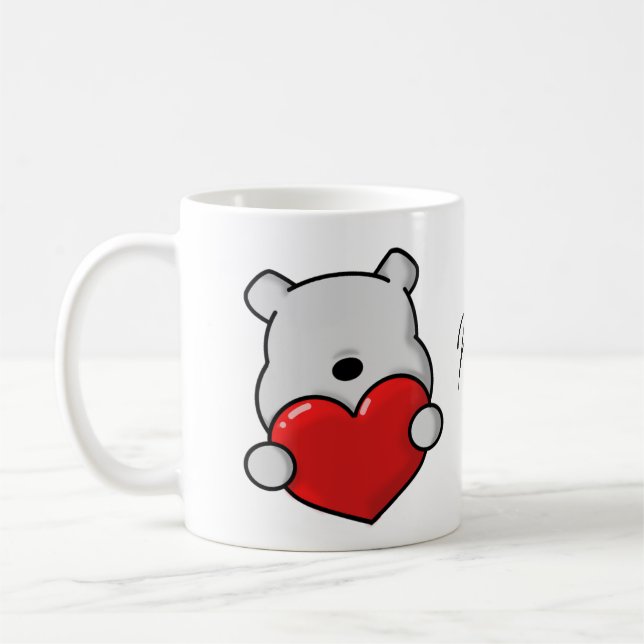 Cute bear with red heart coffee mug (Left)