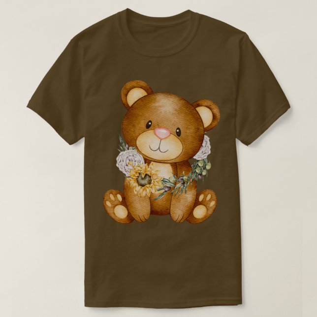 cute bear with sunflower T-Shirt (Design Front)