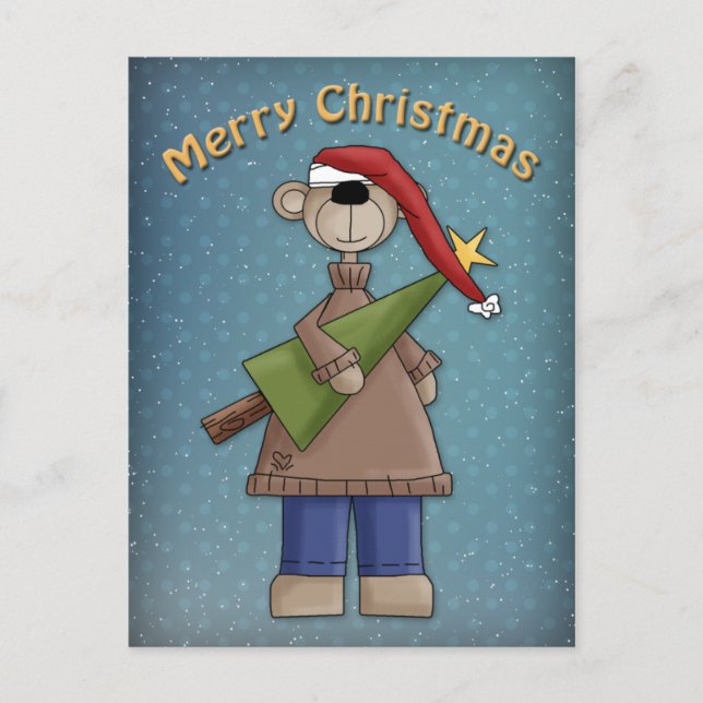 Cute Bear with tree Postcard (Front)